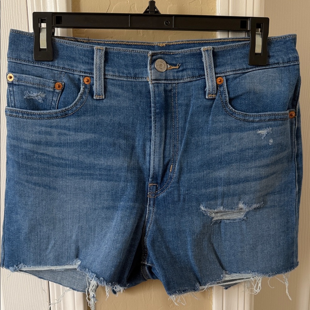 Levi's Blue Distressed Denim Jean Shorts